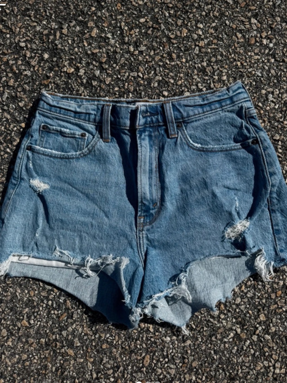 Abercrombie & Fitch Distressed High-Rise Mom Jean Shorts